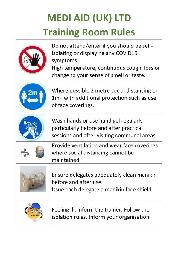 TRAINING ROOM RULES Covid 19 training room rules